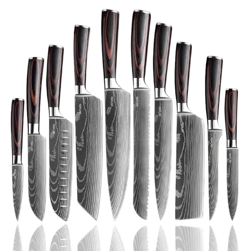 10 Piece Damascus Pattern Kitchen Knife Set